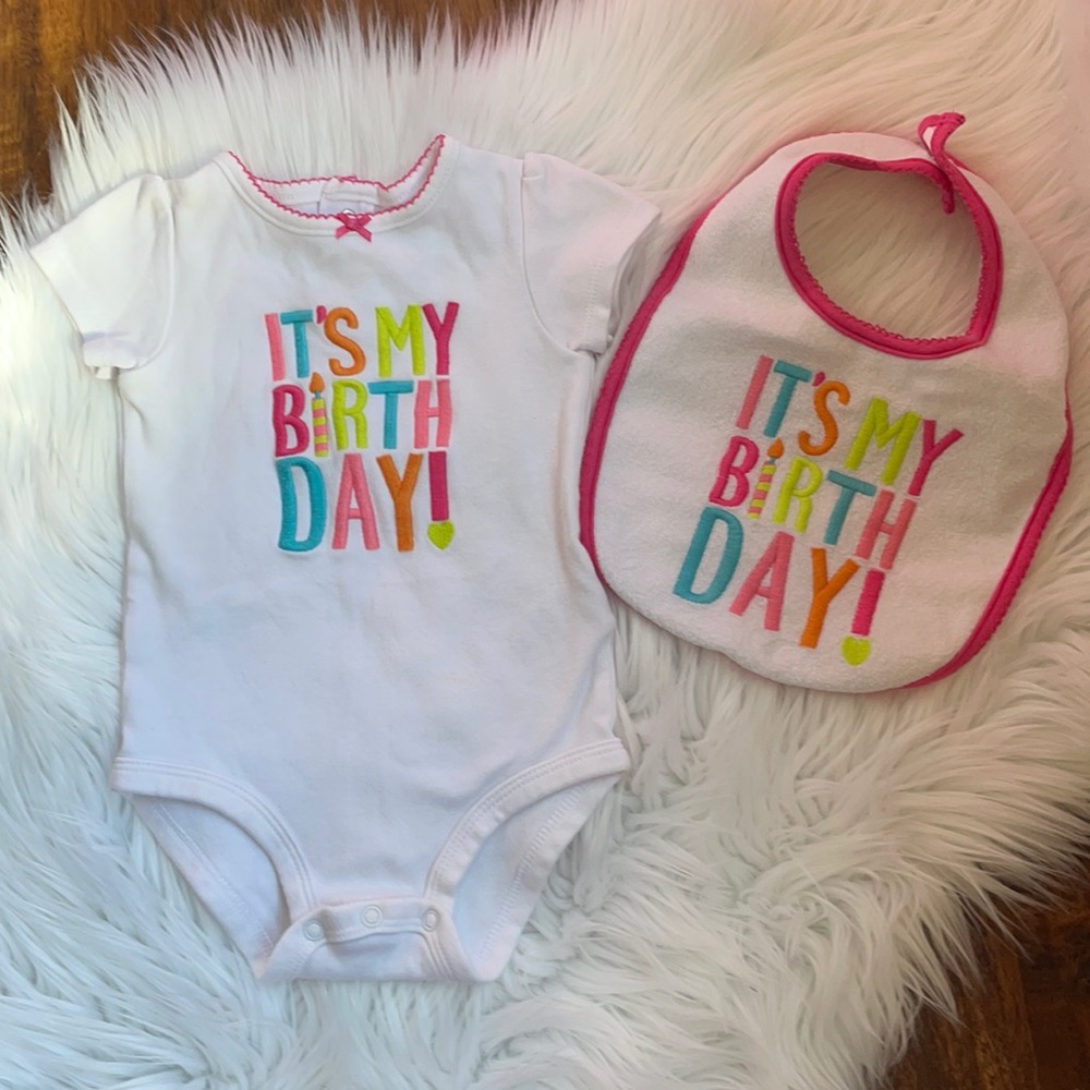 Carter’s “It’s My Birthday” onesie and bib 12-18 month